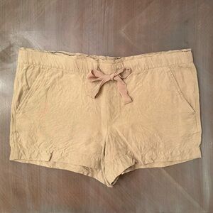 LOFT Tan Drawstring Linen Shorts
